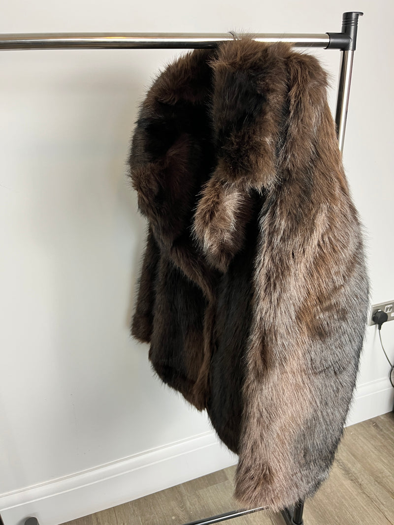 Dark chocolate faux fur coat